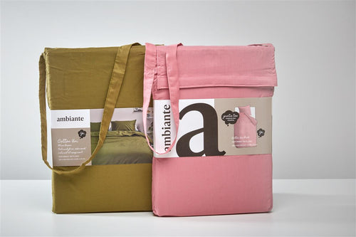 Ambiante Cotton Uni dekbedovertrek - Effen - Lits-Jumeaux - 240x200/220 cm - Roze - vtwonen shop
