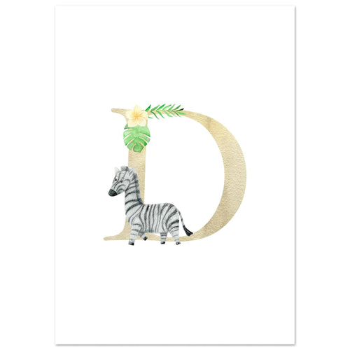 Artfulprints Poster Letter D kindernaam   - A4 21x29.7 cm - Meerkleurig