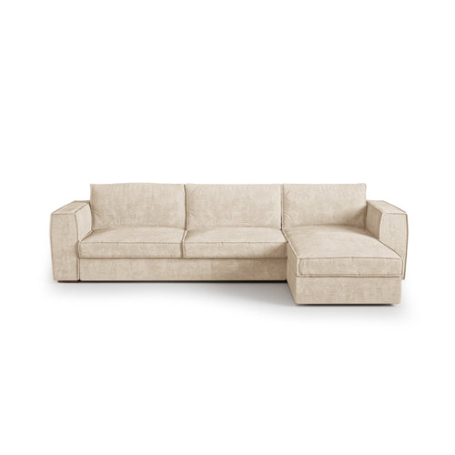 Premium Interiors - Rechthoekige hoekbank MIKA - zacht aanvoelende geweven stof beige 292cm