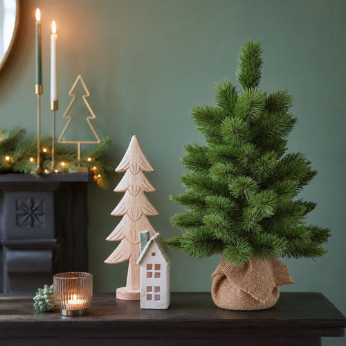 Triumph Tree Camden Kunstkerstboom H60 x D43 cm - Kunstboom in Jute Zak - Kunst Kerstboom voor Binnen - 58 Tips - Groen