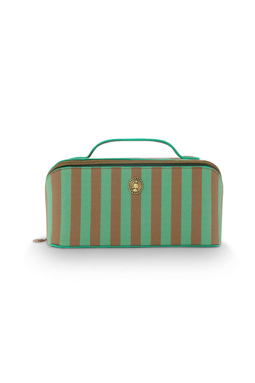 Pip Studio - Cyrille Make-up Tasje Dames - Stripe - Groen - 11x5x22cm - vtwonen shop
