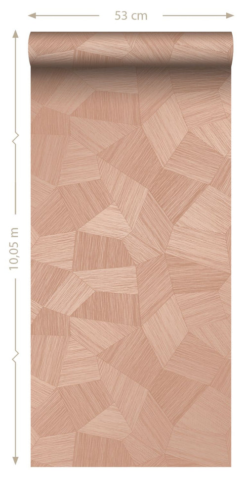 Origin Wallcoverings behang grafisch 3D motief terracotta roze - 53 cm x 10.05 m - 348040