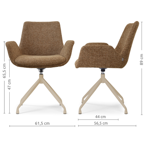 Nolon Nola-Eef draaibare eetkamerstoel bruin blend beige onderstel