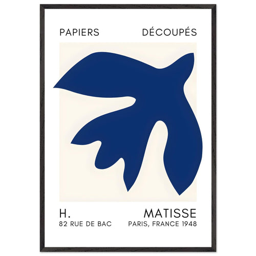 Artfulprints Poster met Lijst Matisse – Floating forms navy blue II   - 70x100 cm - Blauw