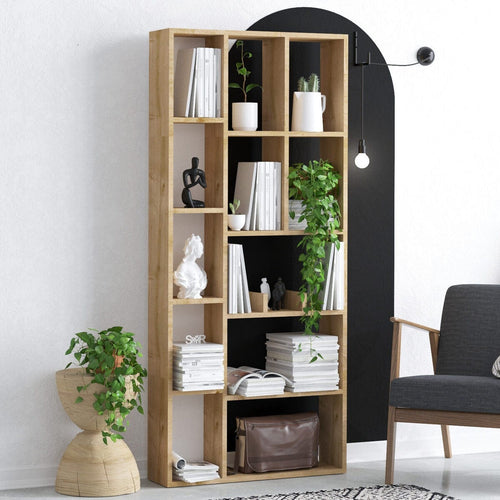 Calicosy - DEMIOS Boekenkast Woonkamer - Hout - 18x75x170 cm