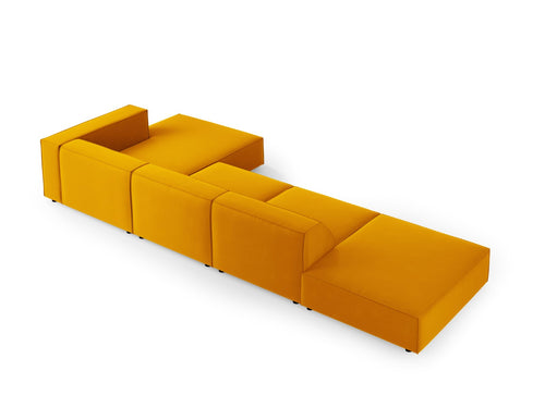 Cosmopolitan Design rechter hoekbank Arendal 5-zits, flueel, geel - 166x341x70cm