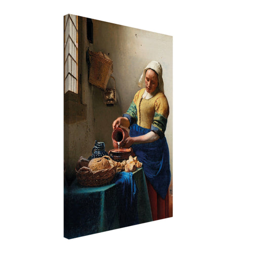 Artfulprints Canvas Johannes Vermeer – Meisje met de parel canvas - 80x120 cm - Blauw
