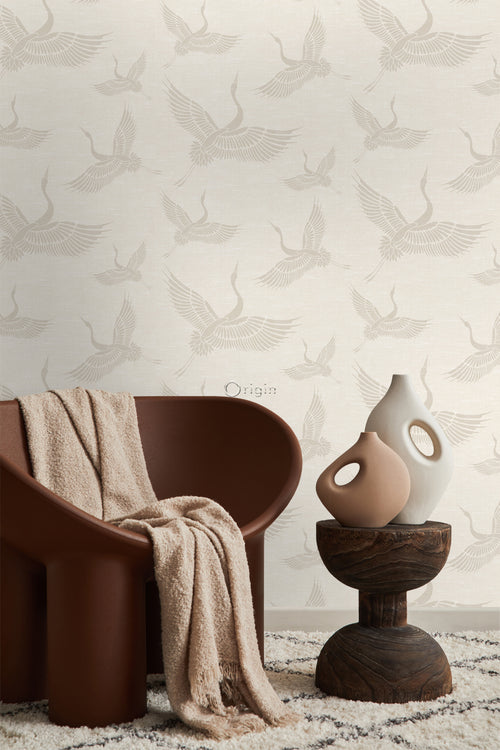 Origin Wallcoverings behang kraanvogels zandkleurig - 0,53 x 10,05 m - 347827 - vtwonen shop