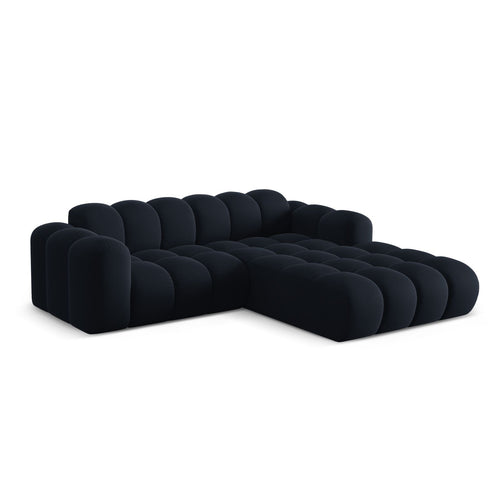 Cosmopolitan Design - Rechter hoekbank Treno 3-zits, flueel donkerblauw - 184x240x70cm