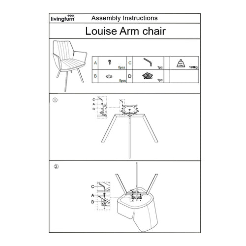 Livingfurn eetkamerstoel Louise Grey - stof - 1 stuk - vtwonen shop