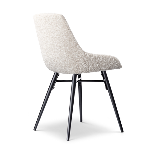 Nolon Nena-Isa Eetkamerstoel Bouclé Beige - Zwarte Houten Poten - vtwonen shop