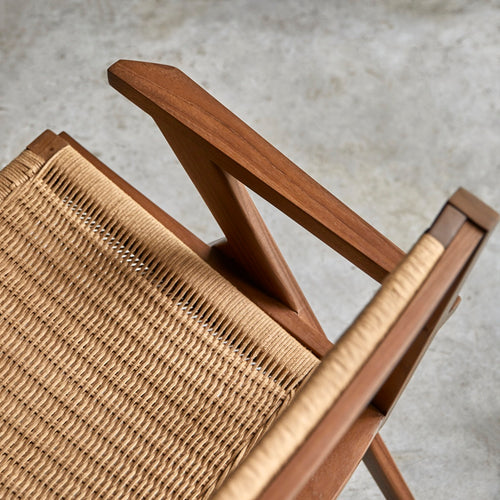 Tikamoon Fauteuil van massief teakhout met vlechtwerk - Naturel