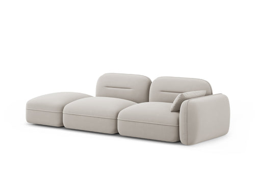 Cosmopolitan Design linker modulaire bank Sydney 3-zits, flueel, lichtbeige - 90x295x70cm