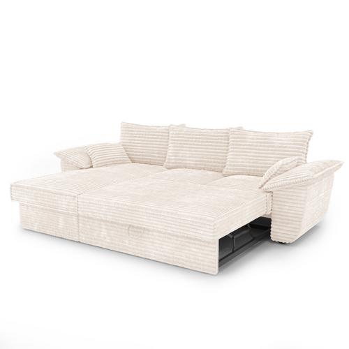 Sia Home - Hoekbanken links SASHA - XXL ribfluweel - Crème - 257cm - vtwonen shop