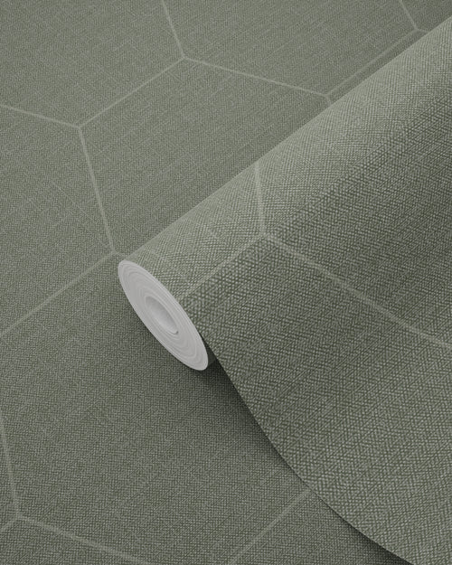 ESTAhome behang hexagon vergrijsd olijfgroen - 53 cm x 10.05 m - 148751 - vtwonen shop