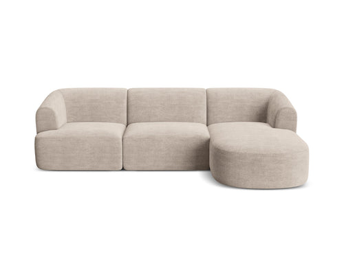 Cosmopolitan Design Modulaire hoekbank rechts Campi 4-zits, ribfluwelen cappuccino - 156x256x70cm