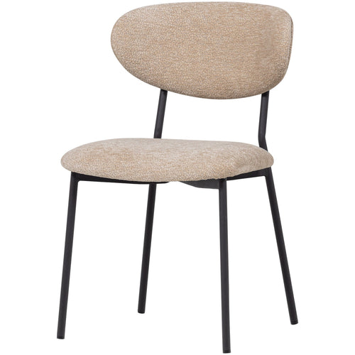 WOOOD eetkamerstoelen Kjeld - Chenille - Naturel - Set van 2