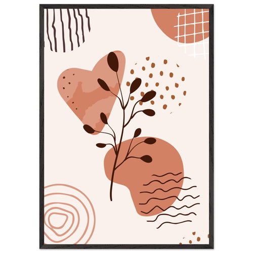 Artfulprints Poster met Lijst Boho – Nature swirl   - 70x100 cm - Bruin