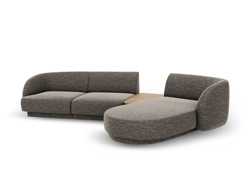 Micadoni Rechte modulaire bank Miley 3-zits, chenille, grijs - 178x303x70cm