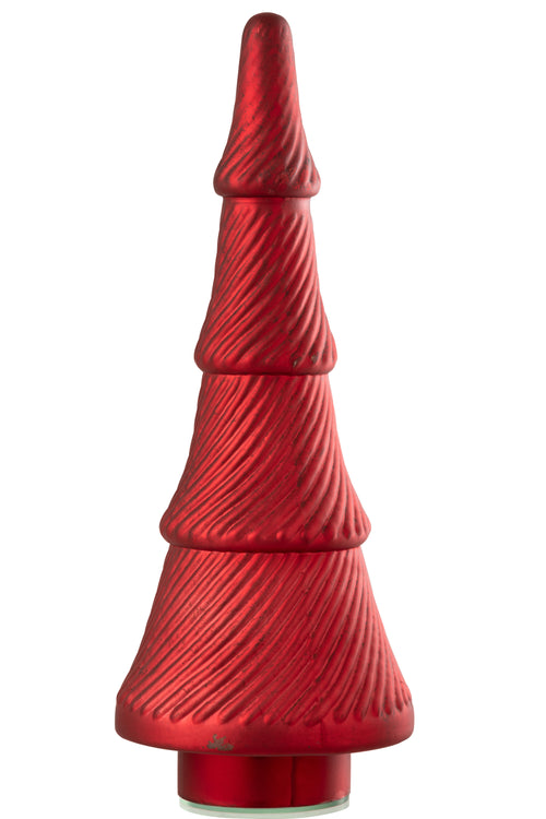 J-Line decoratie Kerstboom Geoxideerd Geribbeld - glas - rood - large - vtwonen shop
