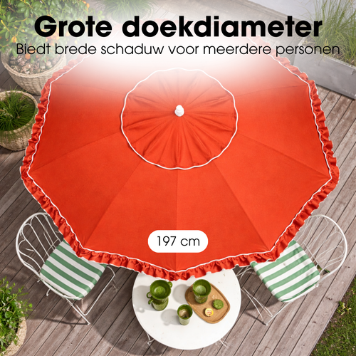Mica Decorations Kantelbare Parasol met Streepprint - Stokparasol 238 x Ø195 cm - Tuin of Balkonparasol - Polyester, Staal - Geel, Roze
