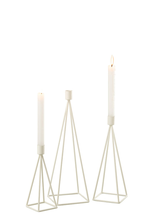 J-Line kandelaar - metaal - wit - 3 stuks