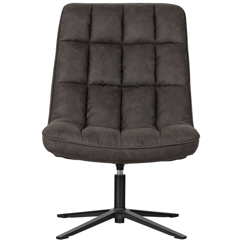 WOOOD draaibare fauteuil Dirkje - Leerlook - Zwart - 101x70x85 - vtwonen shop