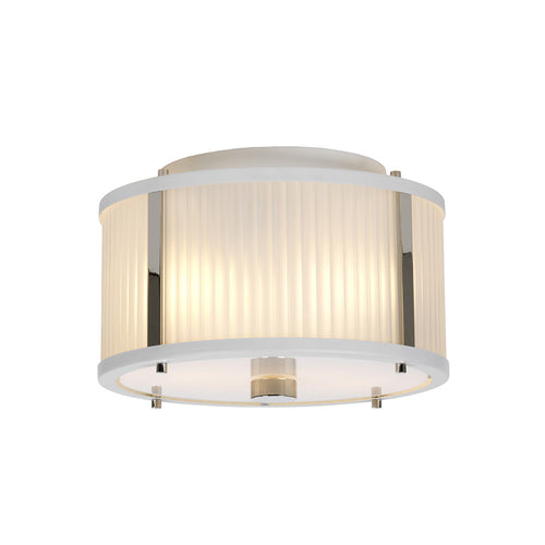Corona cilindrische hanglamp met 2 lampen, wit gepolijst nikkel, mat glas