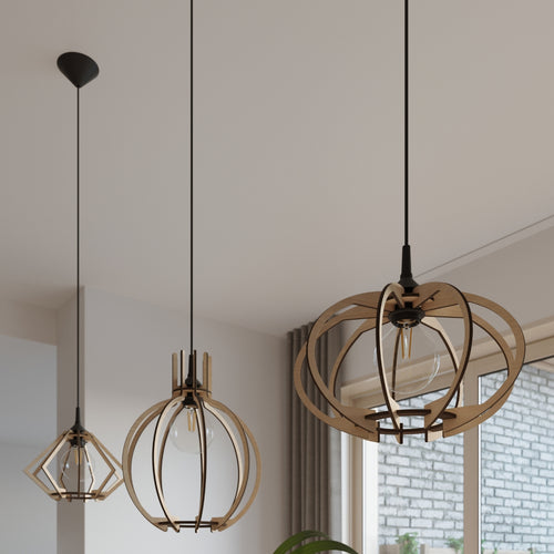 Sollux Lighting Hanglamp ARANCIA natuurlijk hout - 28x17x100cm