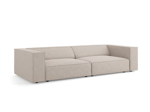 Cosmopolitan Design Bank Arendal 4-zits, chenille met ribbeleffect, donkerbeige - 102x244x70cm
