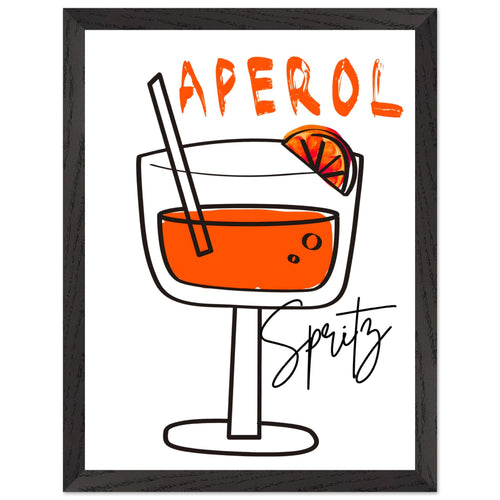Artfulprints Poster met Lijst Aperol Spritz - Minimalistic   - 30x40 cm - Oranje