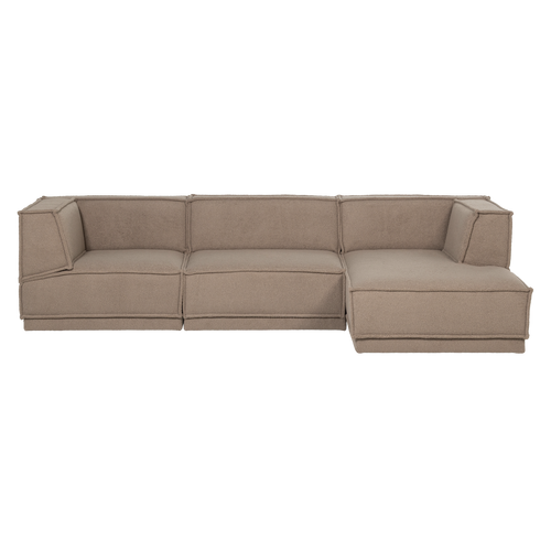 WOOOD chaise longue bank rechts Manu - Teddy - Taupe - 73x286x160