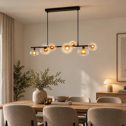 Searchlight hanglamp Sunbeam - 7 lichts - 93  x 150   cm - mat zwart