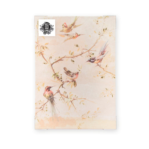 Art for the Home Canvas met handgeschilderde details - Sunset birds - 70x50cm - Roze - vtwonen shop