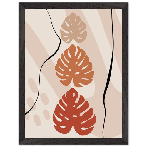 Artfulprints Poster met Lijst Boho – Tropical trio   - 30x40 cm - Taupe