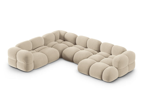 Cosmopolitan Design Panoramische hoekbank links Loretto 5-zits, flueel lichtbeige - 250x345x68cm