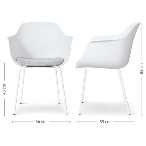 Nolon Nora-Liz Eetkamerstoel Wit - Lichtgrijs Kussen - Witte Poten - vtwonen shop