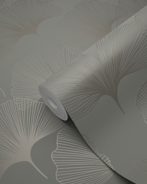 Origin Wallcoverings behang ginkgo bladeren warm grijs - 53 cm x 10.05 m - 347731 - vtwonen shop