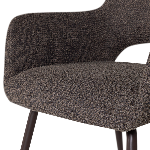 WOOOD eetkamerstoel Jenny - Bouclé - Bruin Melange - Set Van 2 - 80x58x58