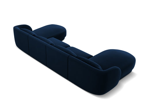 Cosmopolitan Design Panoramische bank Tulum 5-zits, flueel, koningsblauw - 156x330x70cm
