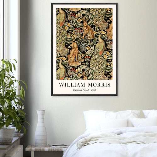 Artfulprints Poster met Lijst William Morris - Charcoal forrest   - 30x40 cm - Donkergroen