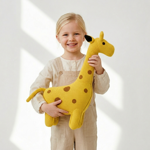 Pintado & Lacado knuffeldier Giraffe - geel - 55 cm