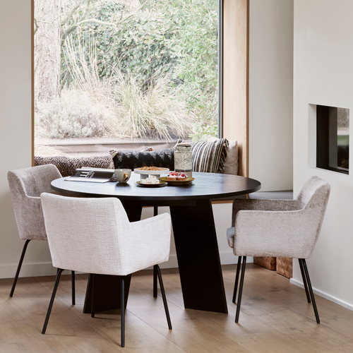 WOOOD eettafel Fries - Eiken - Blacknight - 75x129x129 - vtwonen shop