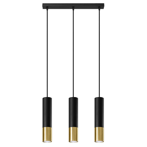 Sollux Lighting Hanglamp LOOPEZ 3L zwart/goud - 45x6x90cm