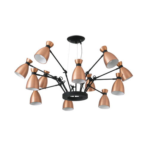 Faro Retro - 12 Lichts Multi-Arm Plafond Pendel Wit, Koper, E14