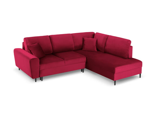 Cosmopolitan Design Converteerbare hoekbank rechts met opbergdoos Kyoto 5-zits, flueel, rood - 194x243x88cm