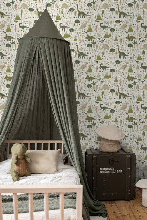 ESTAhome behang dinosaurussen groen - 50 x 900 cm - 131356