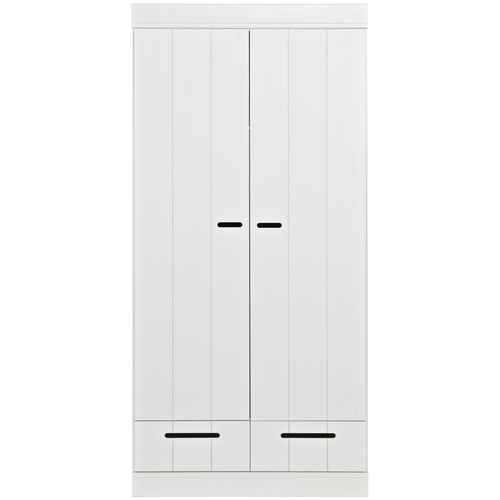 WOOOD kast 2-deurs met lade Connect - Grenen - Wit - 195x94x53 - vtwonen shop