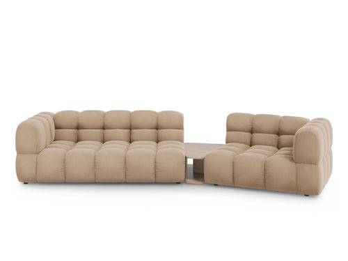 Cosmopolitan Design Rechte modulaire bank Sky 3-zits, flueel, zand - 148x353x70cm