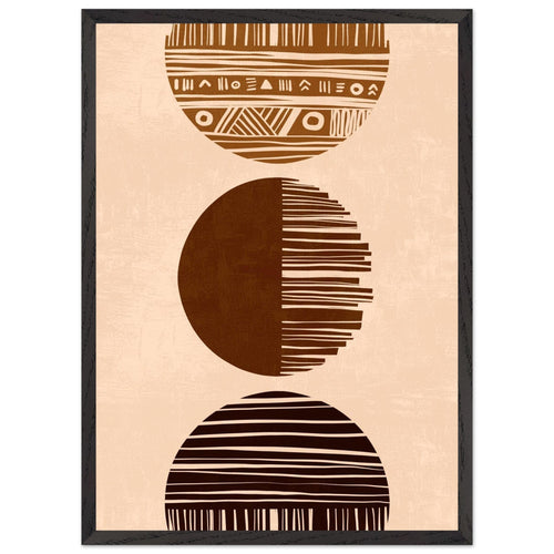 Artfulprints Poster met Lijst Boho – Sun phases   - 50x70 cm - Bruin